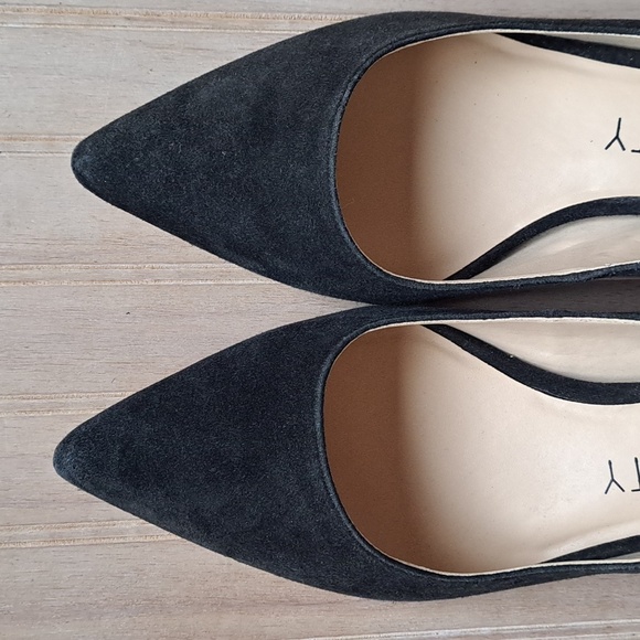 Sole Society Andorra Suede Leather Pointy Toe Chunky Heel Elegant Classy Pumps - Picture 2 of 10